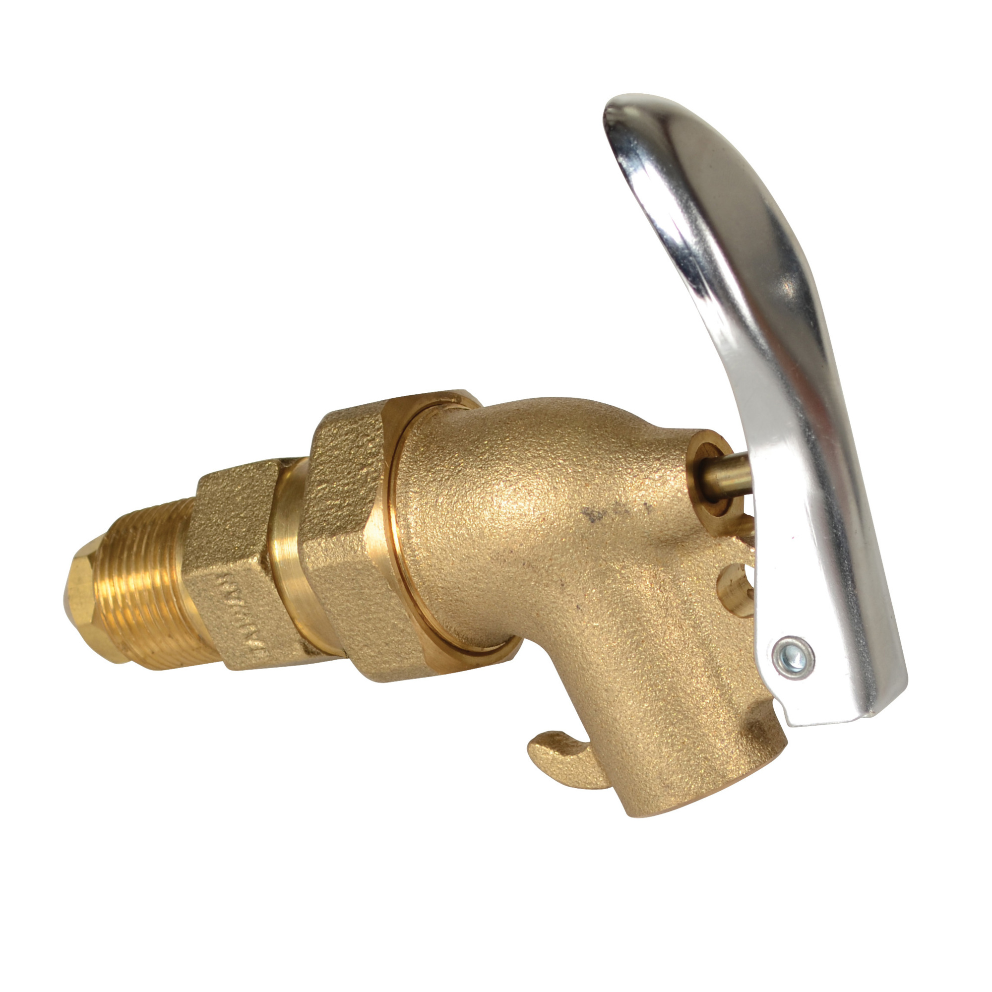 Vestil Brass Drum Faucet - Spring-Loaded Handle, Adjustable Nozzle, 5.75in. Max Lift Height, Model# DFT-ADJ